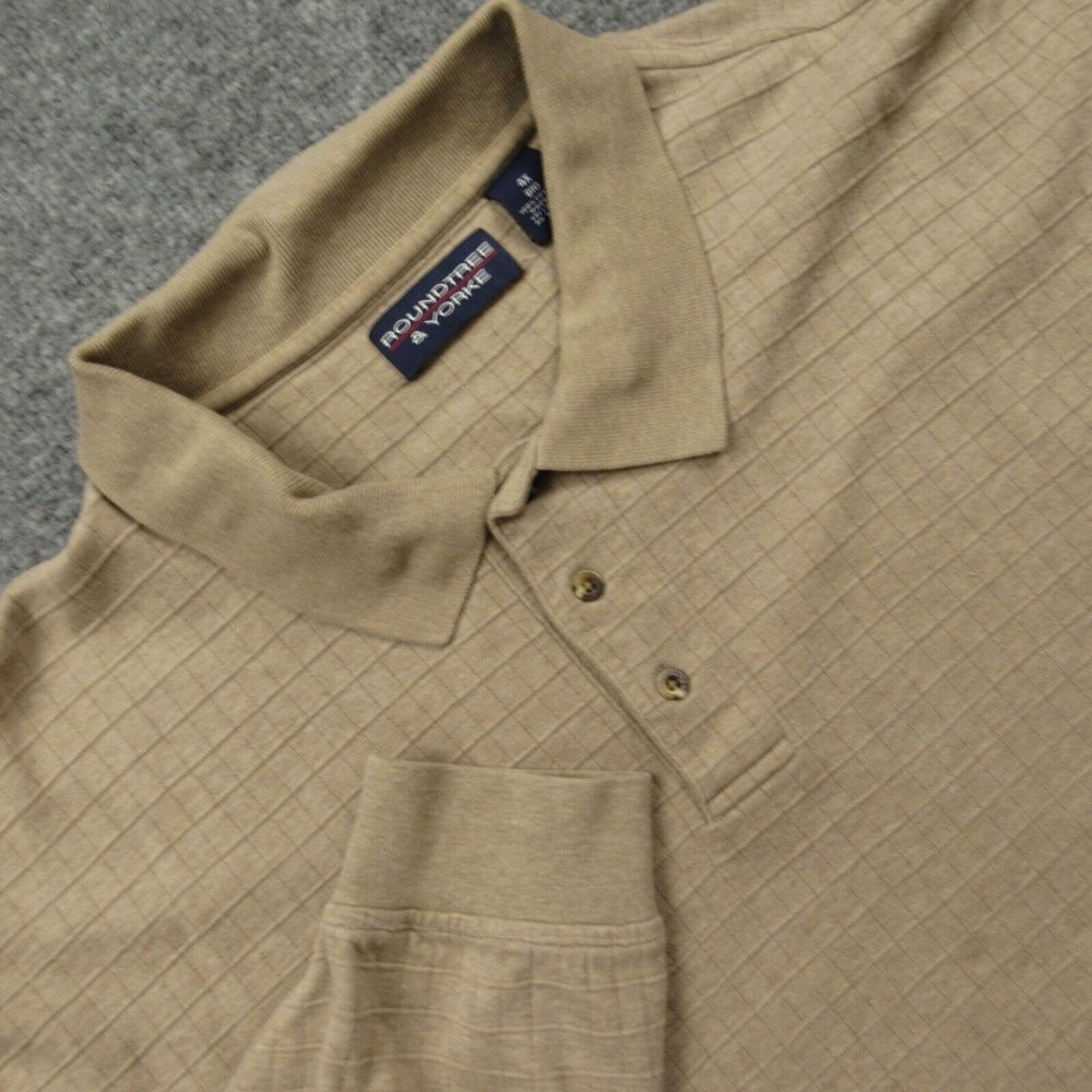 Roundtree & Yorke Sweater Men 4XB Beige Geometric Knit Button Polo Pullover